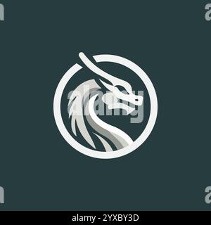 Icône de dragon mythique simple. Icône de silhouette de dragon fantaisie sur le côté. Leviathan élégant dans le style chinois. Illustration vectorielle. Illustration de Vecteur