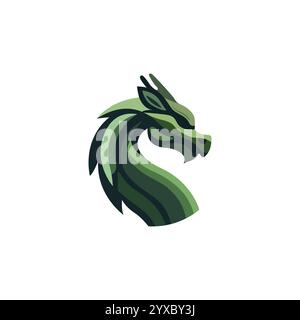 Icône de dragon mythique simple. Icône de silhouette de dragon fantaisie sur le côté. Leviathan élégant dans le style chinois. Illustration vectorielle. Illustration de Vecteur