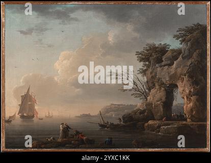 Titre : une mer calme artiste : Claude-Joseph Vernet année : 1748 médium : huile sur toile dimensions : 44,5 x 60,5 cm lieu : Museo Nacional Thyssen-Bornemisza, Madrid Banque D'Images