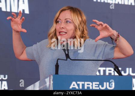 Rome, Italie. 15 décembre 2024. Le premier ministre italien Giorgia Meloni assiste au rassemblement des Fratelli d'Italia 'Atreju' à Rome. Crédit : SOPA images Limited/Alamy Live News Banque D'Images