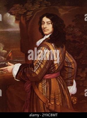 Flagmen of Lowestoft : Amiral Sir John Harman, 1666. Par Sir Peter Lely (1618-1680). L'amiral Sir John Harman (c1625-1673), officier anglais de la Royal Navy, qui a servi d'abord sous le Commonwealth, puis Charles II après la restauration Stuart de 1660. Au début de la seconde guerre anglo-néerlandaise, il est capitaine du HMS Gloucester, le navire amiral utilisé par James, duc d'York à la bataille de Lowestoft en 1665. Banque D'Images