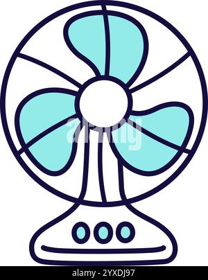 Icône de ligne de ventilateur électrique dans le style de doodle dessiné à la main de dessin animé simple. Illustration clip art vectorielle. Illustration de Vecteur
