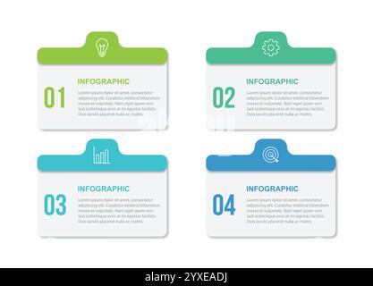 Infographies professionnelles. Chronologie avec 4 étapes, options, carrés. Modèle vectoriel. Illustration de Vecteur