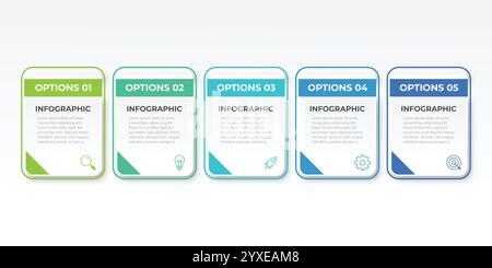 Modèle infographique d'entreprise de présentation avec 5 options. Illustration vectorielle. Illustration de Vecteur
