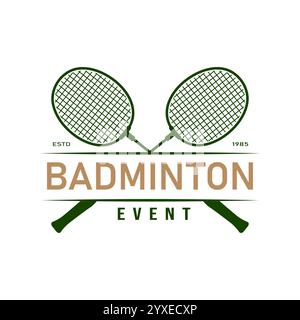 Badminton logo Design, tournoi de sport, illustration simple de vecteur de raquette Illustration de Vecteur