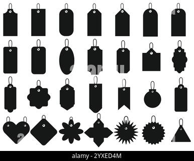 Ensemble d'étiquettes-cadeaux vectorielles et étiquettes de réduction. 28 formes différentes. Illustration de Vecteur