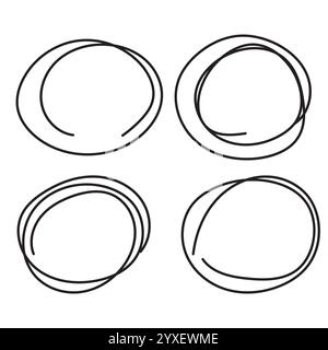 Cercles dessinés à la main. Lignes circulaires abstraites. Formes noires esquissées. Vecteur minimal Illustration de Vecteur