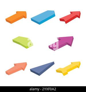 Ensemble de huit flèches isométriques colorées. Illustration vectorielle Illustration de Vecteur
