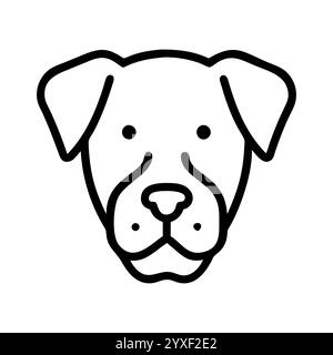 Illustration simple d'art au trait de la tête de chien, art vectoriel, icône, logo et graphiques d'un chien. Contour de tête de chien et dessin d'illustration au trait. Illustration de Vecteur