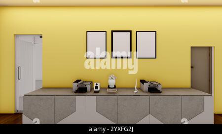 Étagères de bureau contemporaines et mur d'accent Banque D'Images