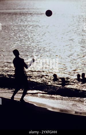 Beach football, match de football, Grenade, Caraïbes Banque D'Images