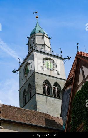 Basilique gothique, Saint Nicolas Minster dans le centre historique de Überlingen, Bade-Württemberg, Allemagne. Banque D'Images