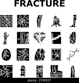 les icônes de lésion de fracture osseuse définissent le vecteur Illustration de Vecteur