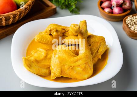 Cuisine traditionnelle indonésienne : Ayam Gulai Padang. Ayam Gulai est un plat populaire de curry de poulet de Padang, dans l'ouest de Sumatra Banque D'Images