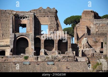 Cirque Maximus, ruines de la Domus Augustana, Mont Palatin à Rome, Italie Banque D'Images