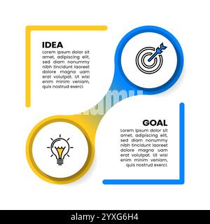 Modèle d'infographie avec icônes et 2 options ou étapes. Peut être utilisé pour la mise en page de flux de travail, le diagramme, la bannière, la conception Web. Illustration vectorielle Illustration de Vecteur