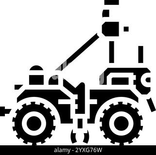 le robot d'analyse du sol récolte l'illustration vectorielle d'icône de glyphe Illustration de Vecteur
