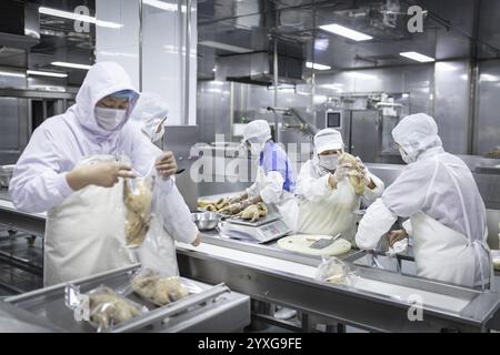 Production de canards salés dans l'usine de Nan Jing Ying Tao Yo Co. Ltd., pour la consommation dans les restaurants mais aussi pour la vente comme produits durables et comme s. Banque D'Images