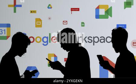 Google Workspace, une collection d'outils, de logiciels et de produits de cloud computing, de productivité et de collaboration de Google. Banque D'Images