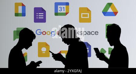 Google Workspace, une collection d'outils, de logiciels et de produits de cloud computing, de productivité et de collaboration de Google. Banque D'Images