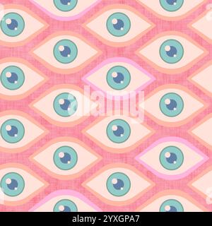 Motif abstrait sans couture avec les yeux ouverts. Motif rétro sans couture avec oeil. Texture vintage dans un style rétro. Banque D'Images