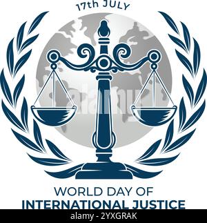 Signe de la Journée mondiale de la justice internationale avec illustration vectorielle de conception plate simple Illustration de Vecteur