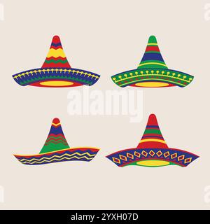 Chapeau Cinco de Mayo ou illustration vectorielle de chapeau sombrero mexicain Illustration de Vecteur
