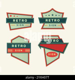 Enseignes rétro et vintage néon Signs collection colorée Illustration de Vecteur