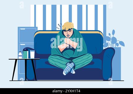 Infections et saison grippale chez les malades Illustration de Vecteur