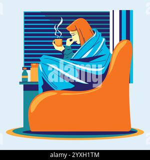 Infections et saison grippale chez les malades Illustration de Vecteur