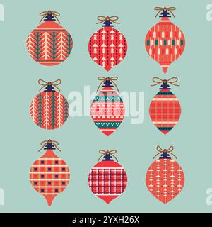 Ensemble de décorations de boules de Noël illustration vectorielle Illustration de Vecteur