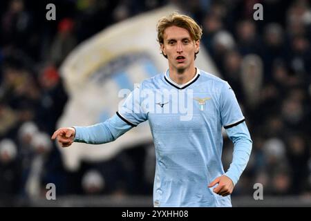 Rome, Italie. 16 décembre 2024. Nicolo Rovella du SS Lazio lors du match de Serie A entre le SS Lazio et le FC Internazionale au stade Olimpico à Rome (Italie), le 16 décembre 2024. Crédit : Insidefoto di andrea staccioli/Alamy Live News Banque D'Images