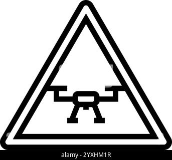 illustration vectorielle d'icône de ligne de véhicule aérien de sécurité de drone Illustration de Vecteur