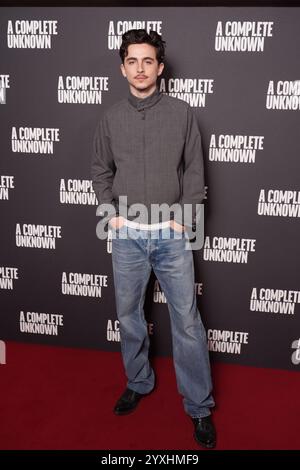 Timothee Chalamet assiste à un photocall for A Complete Unknown, au Curzon Mayfair à Londres. Date de la photo : lundi 16 décembre 2024. Banque D'Images