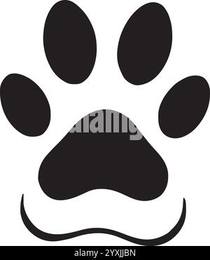 Simple graphique vectoriel imprimé de patte de chien noir Silhouette Illustration de Vecteur