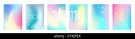 Collection d'affiches gradients holographiques fluides Illustration de Vecteur