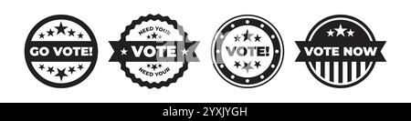 Vote bagdes Set. Autocollant électoral Illustration de Vecteur