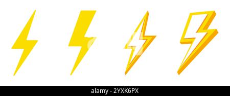 Icône de foudre et symbole isolé sur fond blanc. Conception vectorielle. Illustration de Vecteur