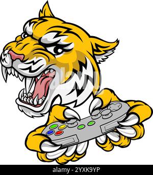 Wildcat Bobcats Wildcats Gamer Mascot Illustration de Vecteur