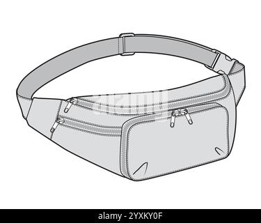 Illustration vectorielle de modèle de sac de pack Fanny. Illustration de Vecteur