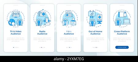 Méthodes de mesure d'audience écran bleu de l'application mobile Onboarding Illustration de Vecteur