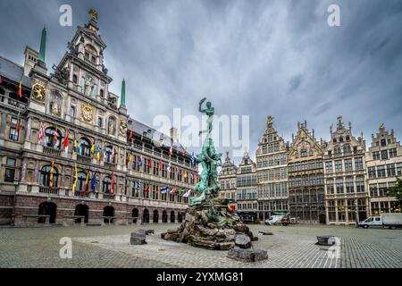 Mairie d'Anvers Belgique , GROTE Markt Banque D'Images