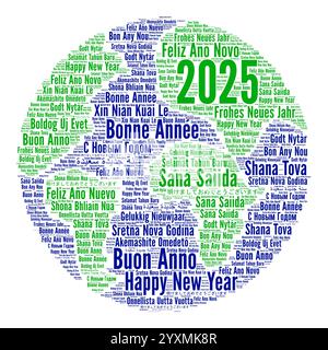 Bonne année 2025 nuage de mots dans différentes langues Banque D'Images