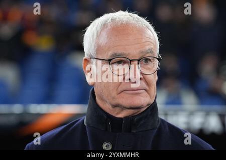 Claudio Ranieri, entraîneur-chef de Roma, lors du groupe unique de l'UEFA Europa League opposant Roma et SC Braga au stade olympique de Rome, Italie - jeudi 12 décembre 2024 - Sport Soccer (photo Alfredo Falcone/LaPresse) Banque D'Images