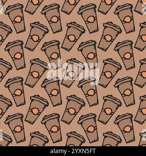 Modèle de café sans couture. Fond de café Doodle. Illustration dessinée à la main avec des icônes de café Illustration de Vecteur