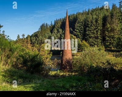 The Eye sculpture sur le bord du Loch Black dans le parc forestier de Galloway en Écosse Banque D'Images