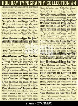 Joyeux Noël et joyeux nouvel an collection de typographie vectorielle Illustration de Vecteur