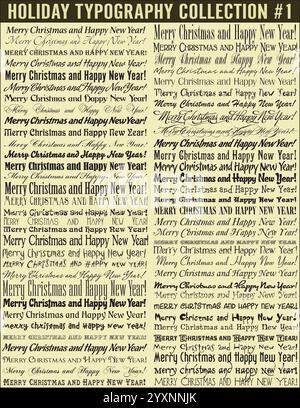 Joyeux Noël et joyeux nouvel an collection de typographie vectorielle Illustration de Vecteur