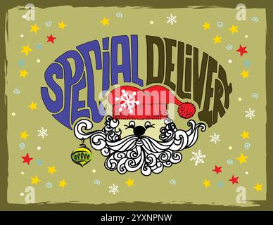 Festive saisonnière Joyeux Noël et bonne année illustration typographique, élégante, décorative, festive Illustration de Vecteur