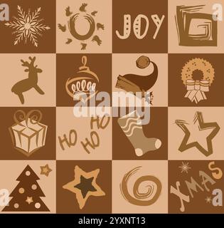 Festive saisonnière Joyeux Noël et bonne année illustration typographique, élégante, décorative, festive Illustration de Vecteur
